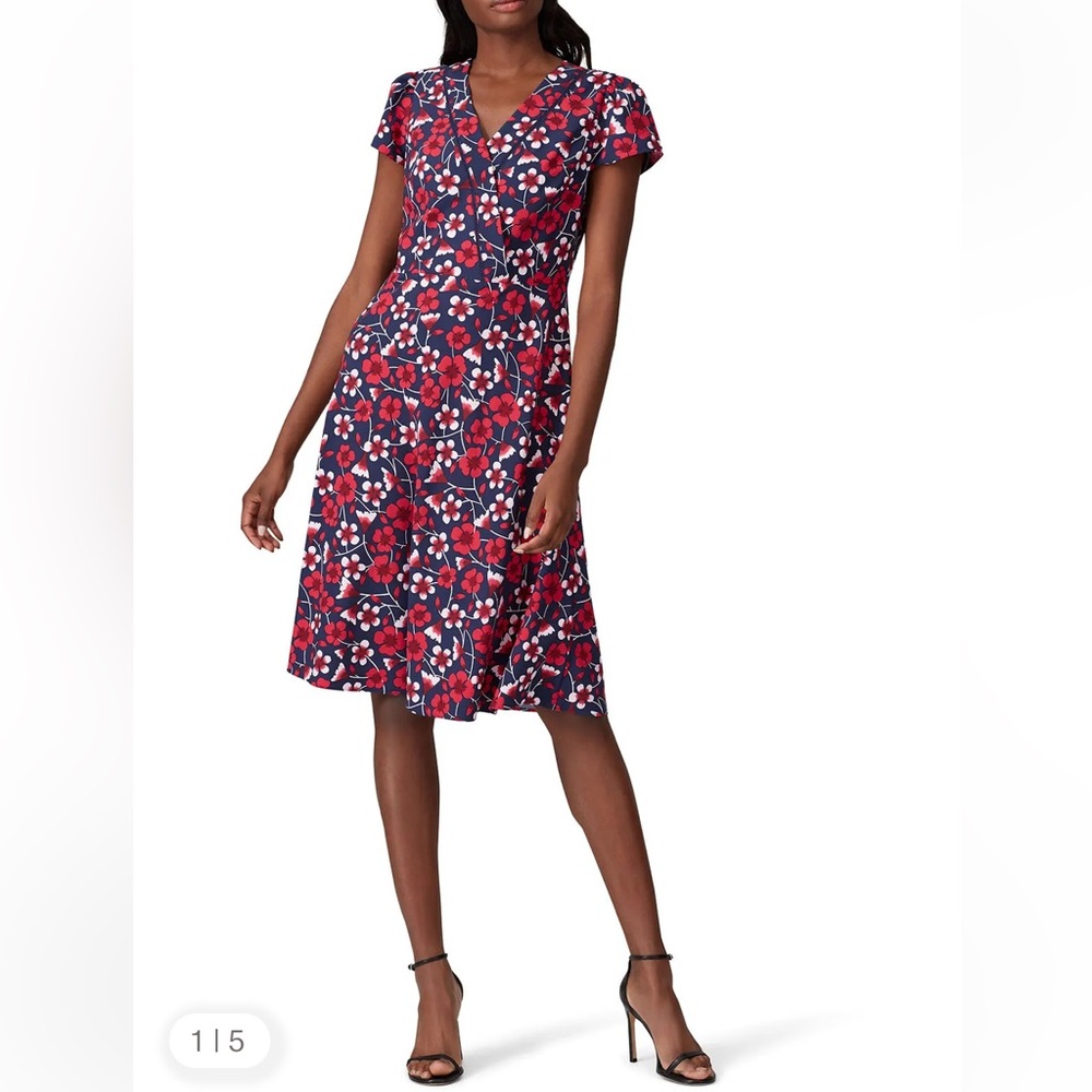 Draper James Red and Blue Floral Midi Dress - Picture 4 of 8